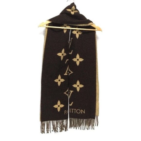 Auth LOUIS VUITTON Echarpe Reykjavik M71041 Maroon Monogram - Unconfirmed Scarf - Picture 1 of 6
